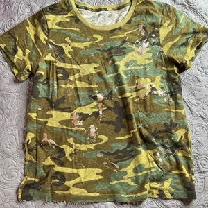 J Crew camo t shirt with glitter size large